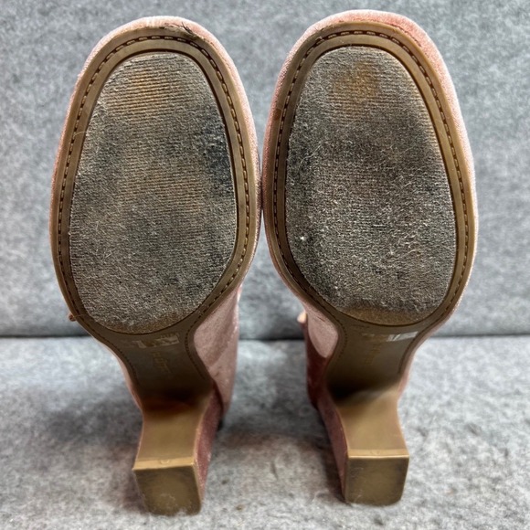 Indigo Rd. Pink Velvet Multi Strap Mary Jane Block Heels Dusty Rose Shoes 8.5 - Picture 7 of 7